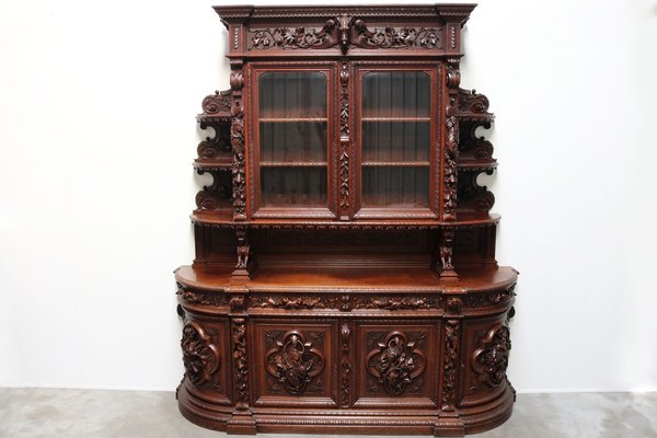 Large French Hunt Cabinet in Oak attributed to Alexander Roux, 1870s-WIP-1735247