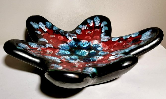 Large French Multicolor Glazed Ceramic Table Centerpiece-QRS-1098607