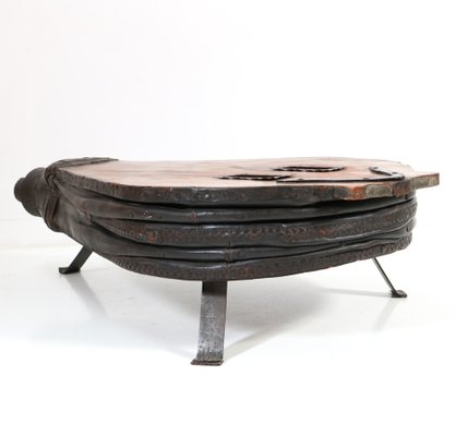 Large French Provincial Fruitwood Blacksmith Forge Bellows Coffee Table, 1860s-MY-1804489