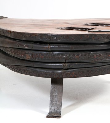 Large French Provincial Fruitwood Blacksmith Forge Bellows Coffee Table, 1860s-MY-1804489