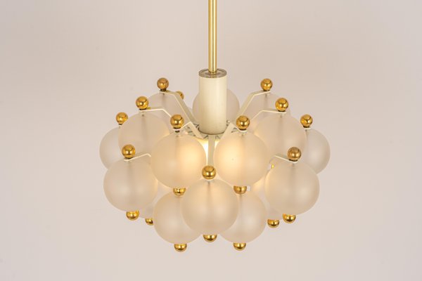 Large Frosted Glass and Brass Chandelier from Kinkeldey, Germany, 1970s-UGR-1151931