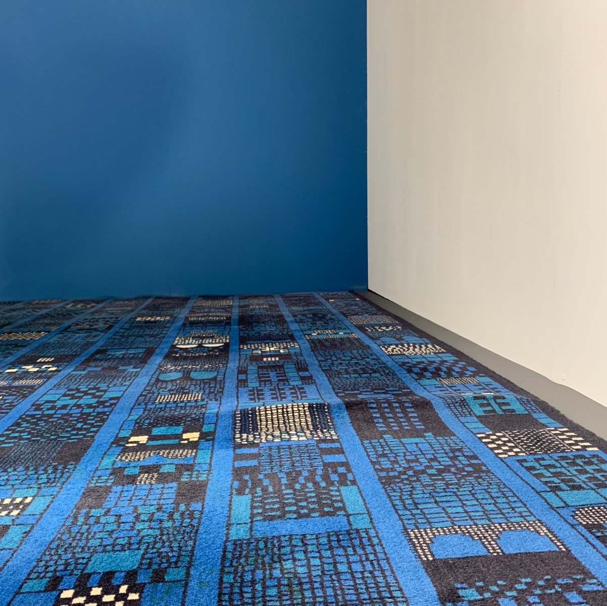 Large German Blue Patterned Expo Rug by Prof. Margret Hildebrand for Anker Teppich, 1950s