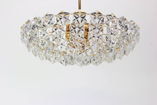 Large German Brass and Crystal Glass Chandelier by Kinkeldey, 1970s-UGR-1085538