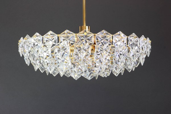 Large German Brass and Crystal Glass Chandelier by Kinkeldey, 1970s-UGR-1085538