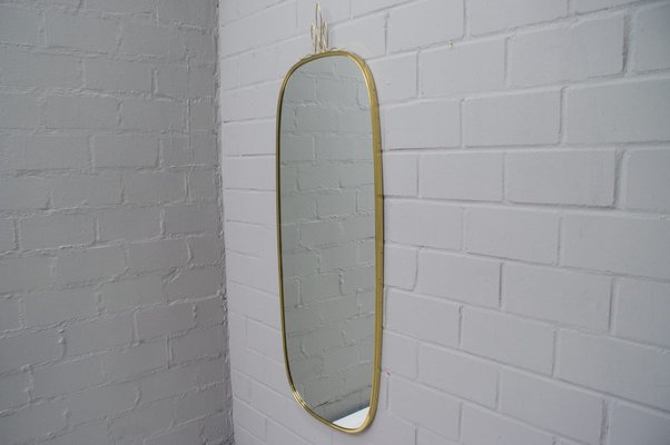 Large German Brass Wall Mirrors from Gebrüder Schöninger, Munich, 1950s, Set of 2-KQB-1279826