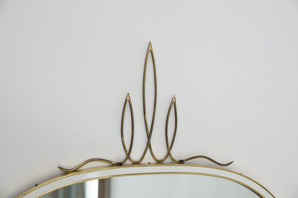 Large German Brass Wall Mirrors from Gebrüder Schöninger, Munich, 1950s, Set of 2-KQB-1279826