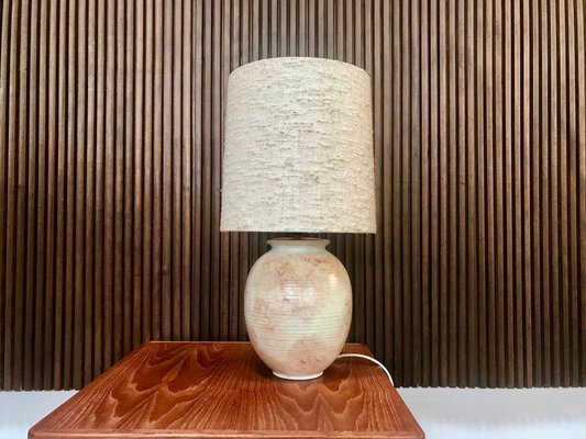 Large German Ceramic & Silk Table Lamp, 1960s-JP-968894