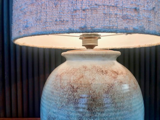 Large German Ceramic & Silk Table Lamp, 1960s-JP-968894