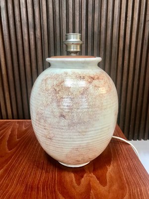 Large German Ceramic & Silk Table Lamp, 1960s-JP-968894