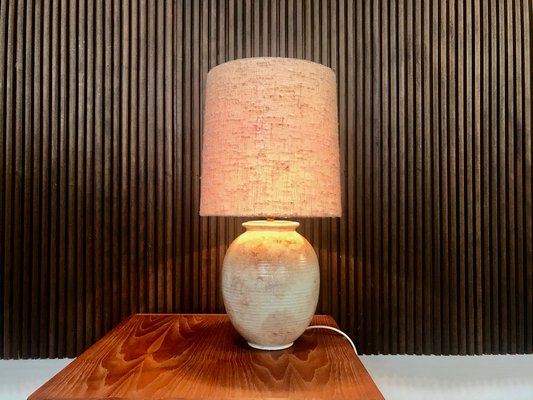 Large German Ceramic & Silk Table Lamp, 1960s-JP-968894