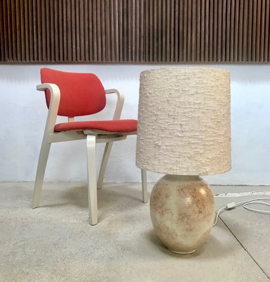 Large German Ceramic & Silk Table Lamp, 1960s-JP-968894