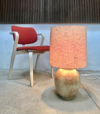 Large German Ceramic & Silk Table Lamp, 1960s-JP-968894