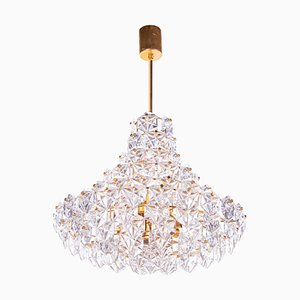 Large German Chandelier in Crystal and Brass from Kinkeldey, 1960s-DEK-1382506