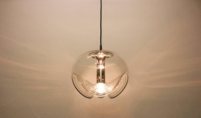 Large German Clear Glass Pendant Light by Koch & Lowy for Peill & Putzler, 1970-UGR-1086085