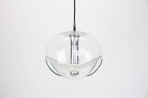 Large German Clear Glass Pendant Light by Koch & Lowy, Peill & Putzler, 1970-UGR-1085477