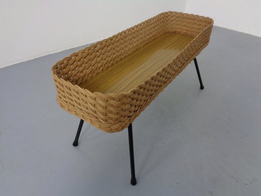 Large German Flower Planter in Rattan and Steel, 1950s-RDW-2033254