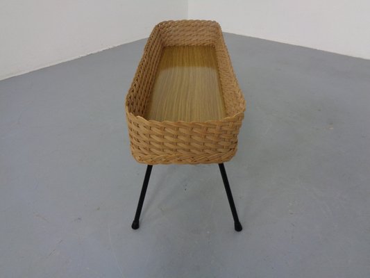 Large German Flower Planter in Rattan and Steel, 1950s-RDW-2033254