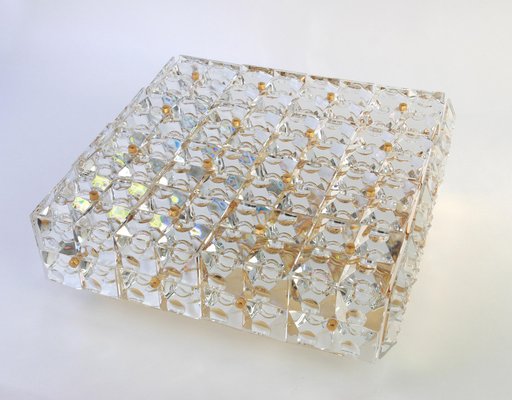 Large German Flush Mount Faceted Crystal Light Fixture by Kinkeldey, 1970s-UGR-1086032