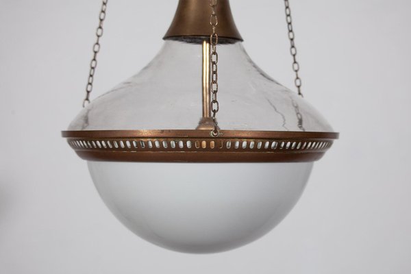 Large German Glass and Opaline Pendant, 1908-KL-1409882