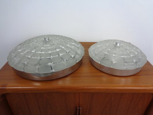 Large German Glass Ceiling Lights, Set of 2, 1960s-RDW-1080459