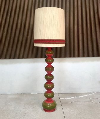 Large German Glazed Ceramic Floor Lamp from Kaiser Idell / Kaiser Leuchten, 1960s-JP-736096