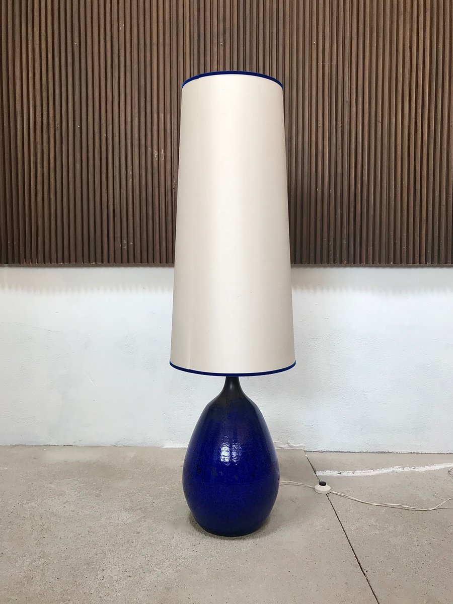 Large German Glazed Ceramic Table Lamp from Krösselbach, 1960s