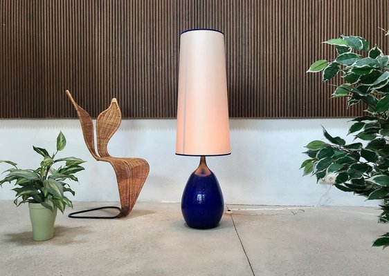 Large German Glazed Ceramic Table Lamp from Krösselbach, 1960s-JP-709631