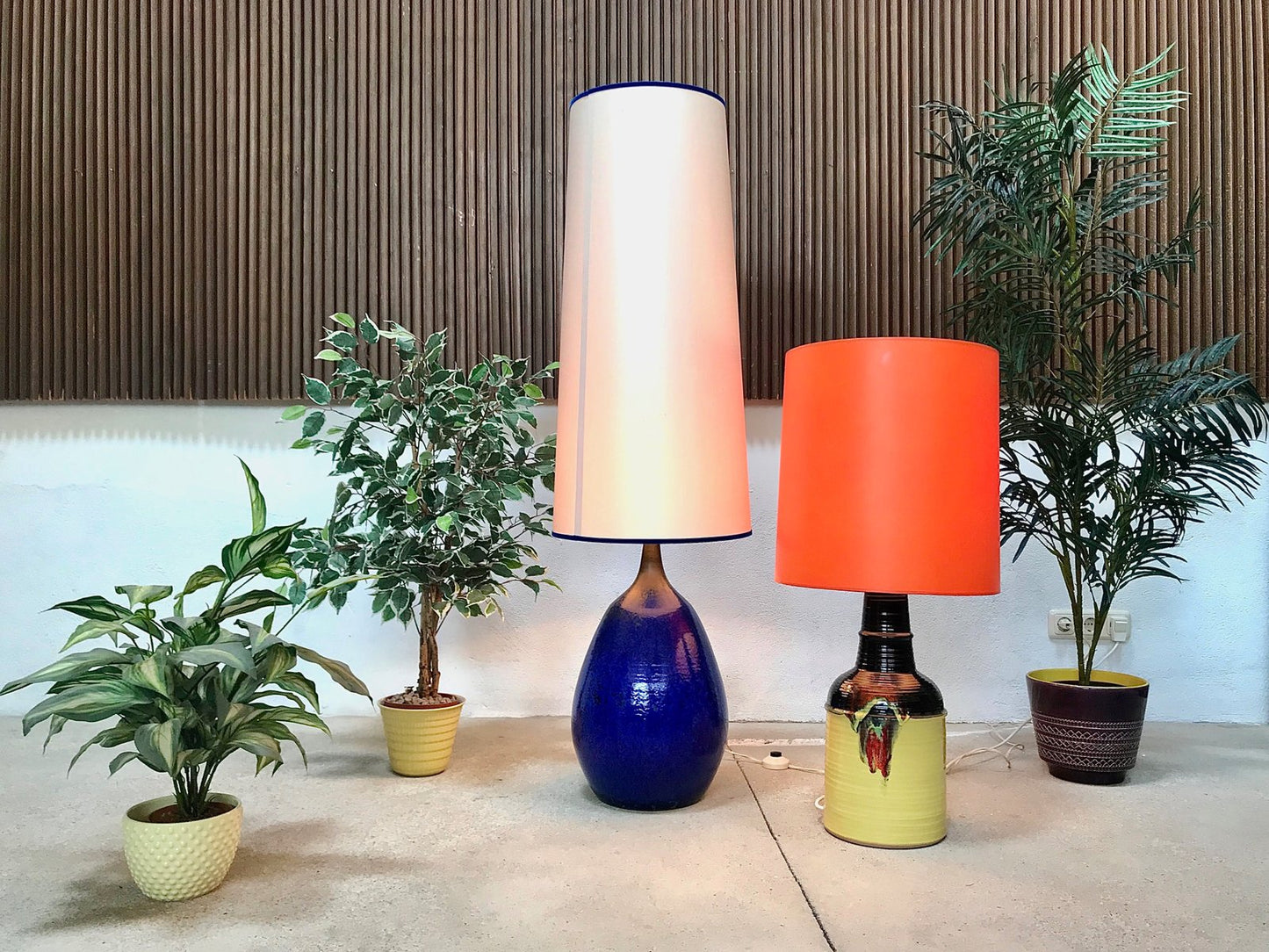 Large German Glazed Ceramic Table Lamp from Krösselbach, 1960s