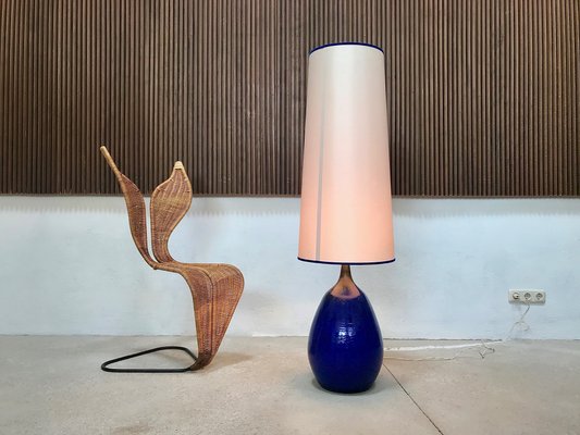 Large German Glazed Ceramic Table Lamp from Krösselbach, 1960s