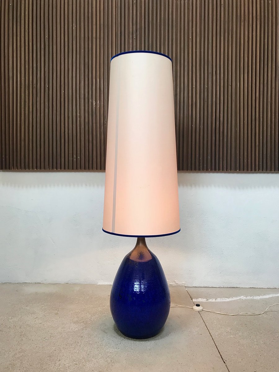 Large German Glazed Ceramic Table Lamp from Krösselbach, 1960s