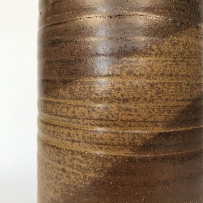 Large German Glazed Ceramic Vase with Grooved Surface, 1950s-JP-801871