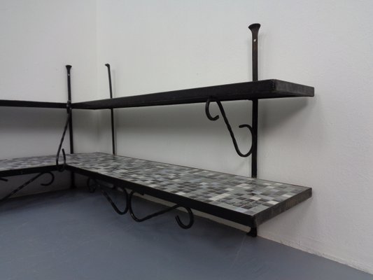 Large German Iron & Mosaic Ceramic Flower Bench, 1960s-RDW-1447299