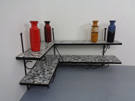 Large German Iron & Mosaic Ceramic Flower Bench, 1960s-RDW-1447299