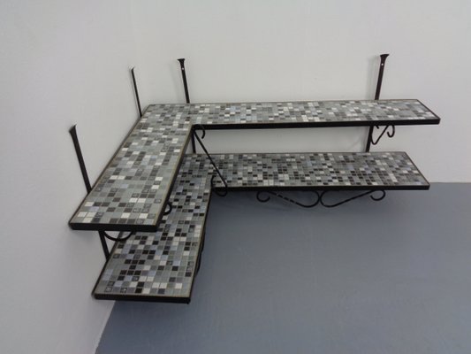 Large German Iron & Mosaic Ceramic Flower Bench, 1960s-RDW-1447299