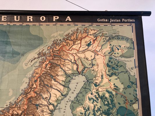 Large German Linen School Map of Europe, 1930s-QVY-1771250