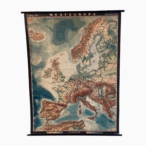 Large German Linen School Map of Europe, 1930s-QVY-1771250