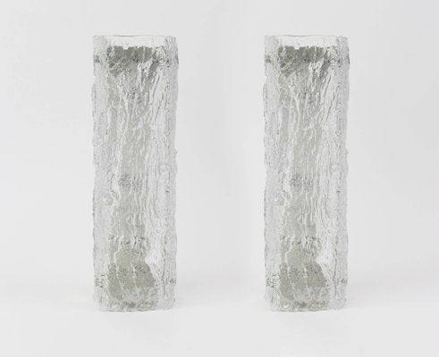 Large German Murano Ice Glass Vanity Sconces by Kaiser, 1970s-UGR-1085643