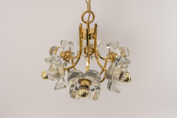 Large German Pendant in Brass and Crystal Glass from Sische, 1970s-UGR-1319232