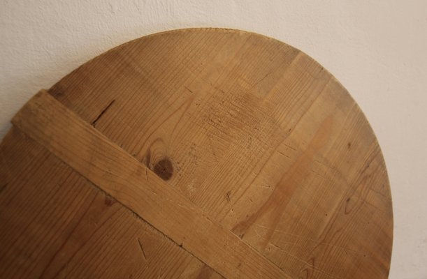 Large German Round Wooden Cutting Board, 1950s-TAT-2024582