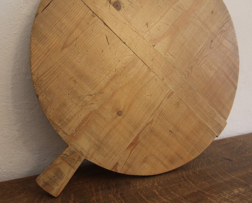 Large German Round Wooden Cutting Board, 1950s-TAT-2024582