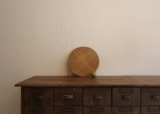 Large German Round Wooden Cutting Board, 1950s-TAT-2024582