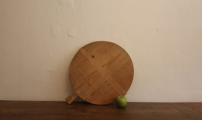 Large German Round Wooden Cutting Board, 1950s-TAT-2024582