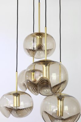 Large German Smoked Glass Cascade Chandelier from Peill & Putzler, 1970s-UGR-1086092