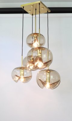 Large German Smoked Glass Cascade Chandelier from Peill & Putzler, 1970s-UGR-1086092