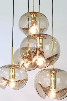 Large German Smoked Glass Cascade Chandelier from Peill & Putzler, 1970s-UGR-1086092