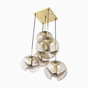 Large German Smoked Glass Cascade Chandelier from Peill & Putzler, 1970s-UGR-1086092