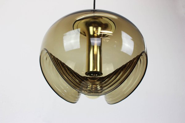 Large German Smoked Glass Pendant Light by Peill & Putzler, 1970s-UGR-1085469