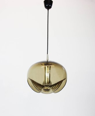 Large German Smoked Glass Pendant Light by Peill & Putzler, 1970s-UGR-1085628