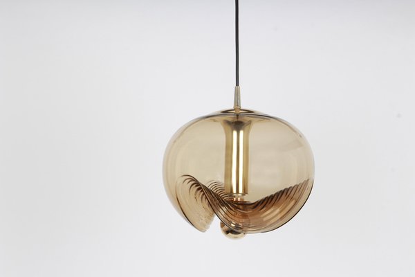 Large German Smoked Glass Pendant Light by Peill & Putzler, 1970s-UGR-1085628