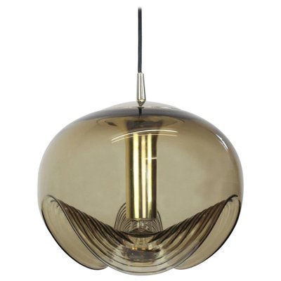 Large German Smoked Glass Pendant Light by Peill & Putzler, 1970s-UGR-1085469